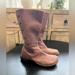 Merrell Tetra Launch Brown Leather Waterproof Button Side Boots Women’s Size 8